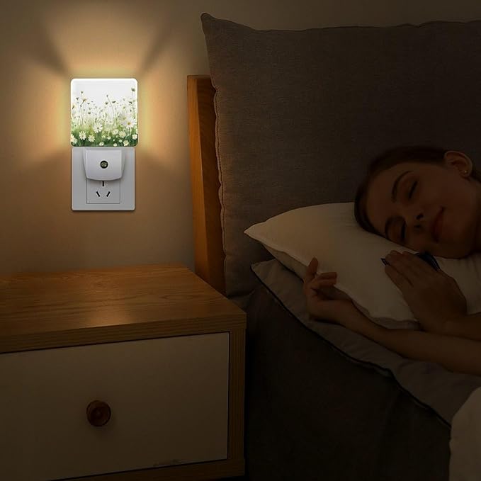 Flowers Night Light, Plug into Wall Decor Nightlights for Bedroom, Bathroom, Hallway, Kitchen, with Dusk to Dawn Light Auto Sensors LED Night Lights for Boys Girls Women Men Room Gifts - Bloomnest