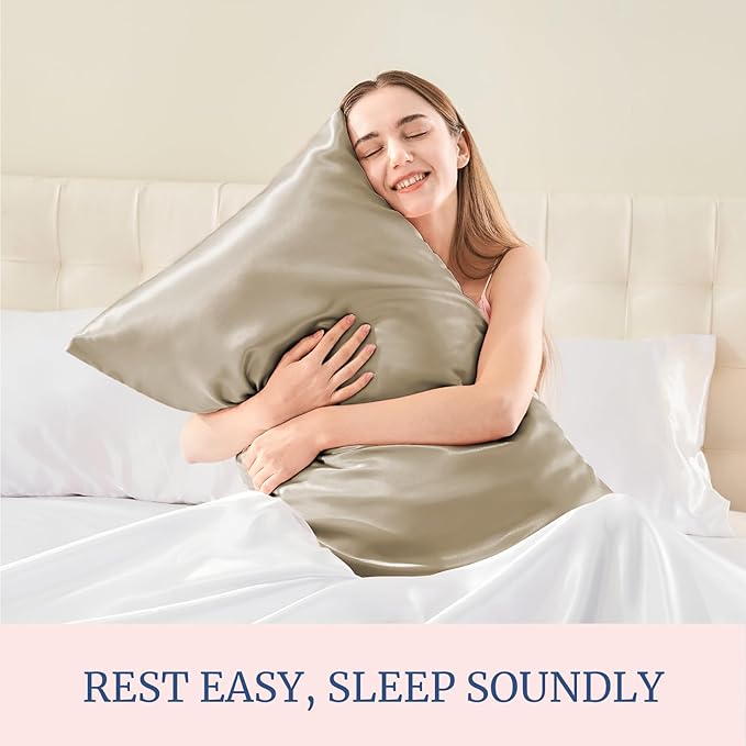 BEDELITE Satin Pillowcase for Hair and Skin, Super Soft Similar to Silk Pillow Cases 4 Pack with Envelope Closure, Cooling Pillowcases for Women Men (20"x30" Queen Size, Taupe) - Bloomnest