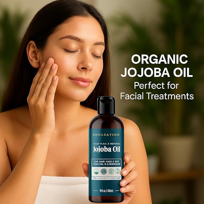 Organic Jojoba Oil for Skin, Hair & Face (16oz) | 100% Pure, Natural Cold Pressed - Bloomnest