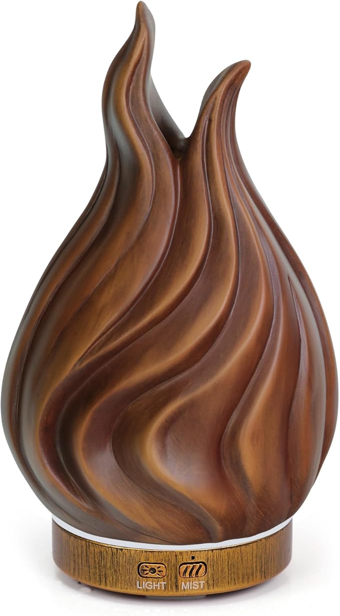 200ml Essential Oil Diffuser for Home, Wood Grain Cover Aromatherapy Diffuser, Cool Mist Humidifier with Safe Auto Shut-Off and 2 Mist Modes & 7 Color LED Night Lights for Office Room (VASE02) ZqLotXiao