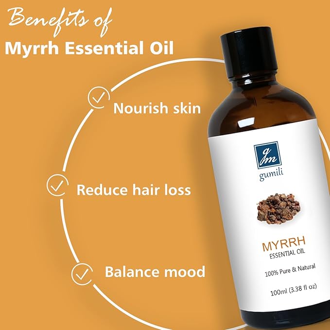 Myrrh Essential Oil, 100% Pure Myrrh Oil for Skin Care, Home Oil Diffuser, Homemade Recipes - 100ml - Bloomnest