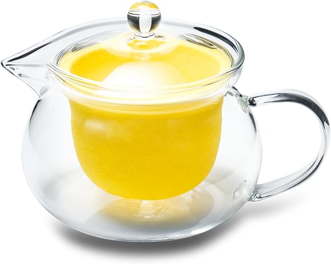 Heatproof Glass Teapot 13.5 fl (400 ml) with Removable Ceramic Infuser strainer Ha-Pot Made in Japan (Yellow) - Bloomnest