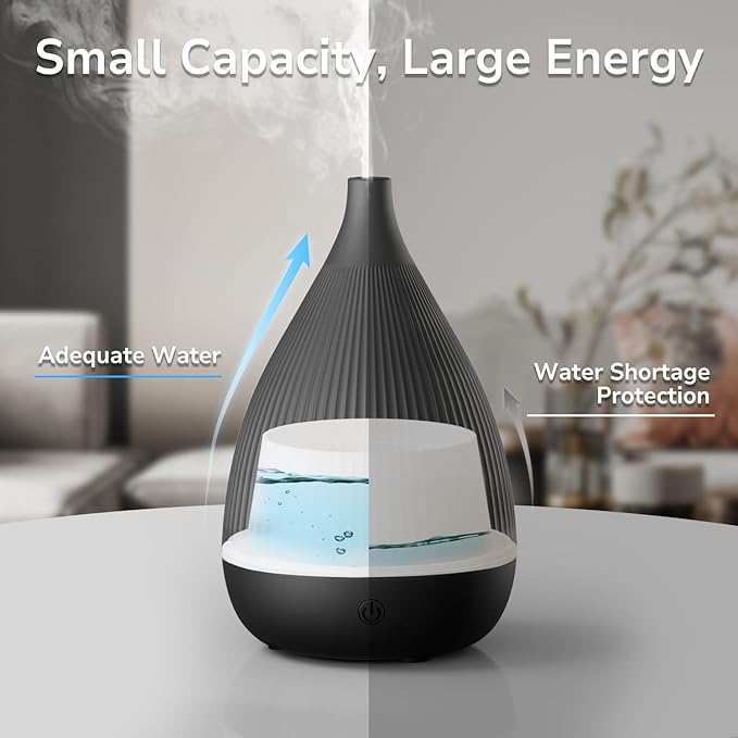 Ultrasonic Essential Oil Diffuser, Home Fragrance Aroma Diffuser with Auto Shut-Off, Color Change Night Light & Ultra-Quiet Operation, BPA-Free Portable Aromatherapy Humidifier for Home (Black) - Bloomnest