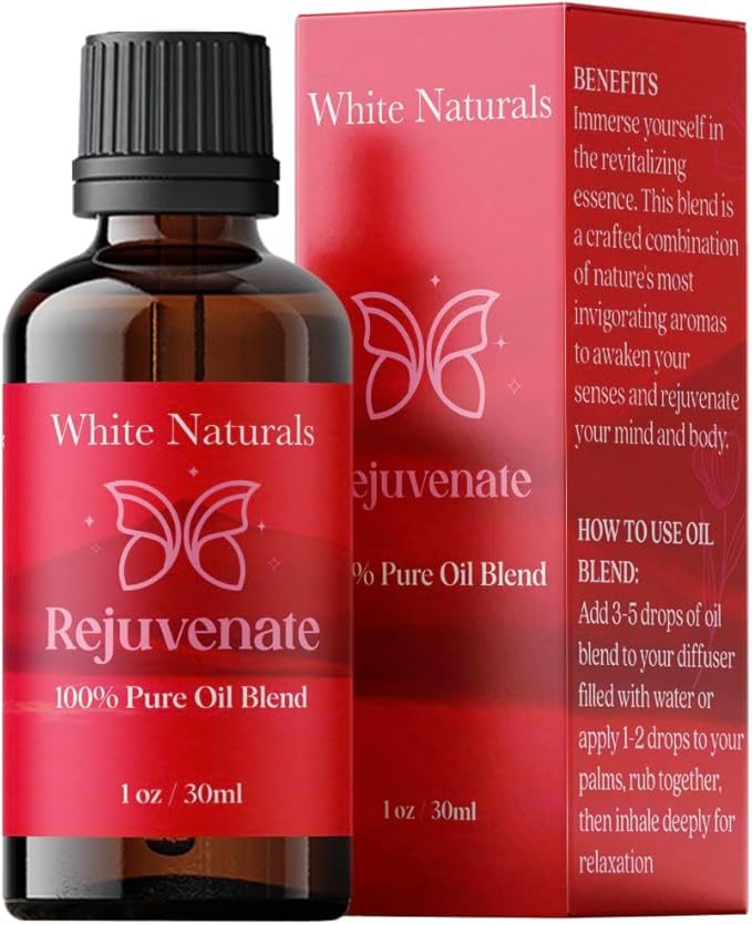White Naturals Rejuvenating Essential Oil Blend – Energizing Aromatherapy Oil for Skin and Mind, 100% Pure & Natural Essential Oils for Relaxation, Focus & Mood Boost, 1oz - Bloomnest
