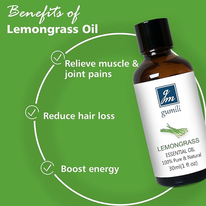 Lemongrass Essential Oil 1 Oz – 100% Pure Natural Lemongrass Oil for Diffuser, Skin, Body, Spray, Massage & DIY, Fresh Citrus Aroma - Bloomnest