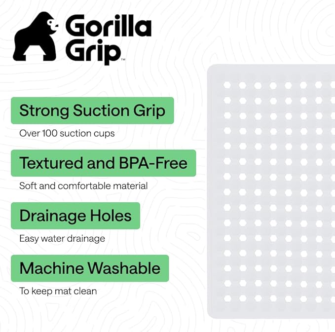 GORILLA GRIP Patented Square Shower Stall Mat, Small Bathtub Floor Mats for Stand Up Showers, Suction Cups and Drainage Holes, Machine Wash, Soft on Feet, Bathroom Accessories 21x21 Inch, 2 Pack White - Bloomnest