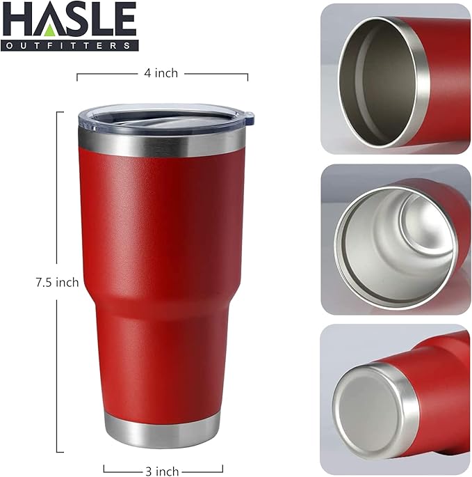 HASLE OUTFITTERS 30oz Stainless Steel Tumbler, Double Wall Vacuum Insulated Travel Mug Tumbler, Durable Insulated Coffee Mug, Gift Box Set (Red, 8) - Bloomnest