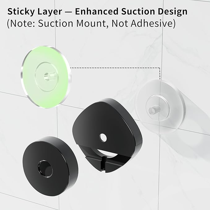 KEGII Shower Caddy Suction Cup with Soap Holder and Hooks, Removable Suction Bathroom Organizer Shelf, No Drilling Shower Organizer, Stainless Steel Shampoo Holder for Bathroom Storage, Black - Bloomnest