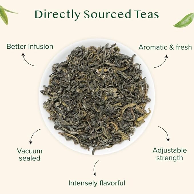 VAHDAM, Green Tea Leaves From Himalayas 170+ Cups (12oz) High Elevation Grown Green Tea Leaves From Himalayas | Pure Unblended Single Origin Green Loose Leaf Tea | Vacuum Sealed - Bloomnest