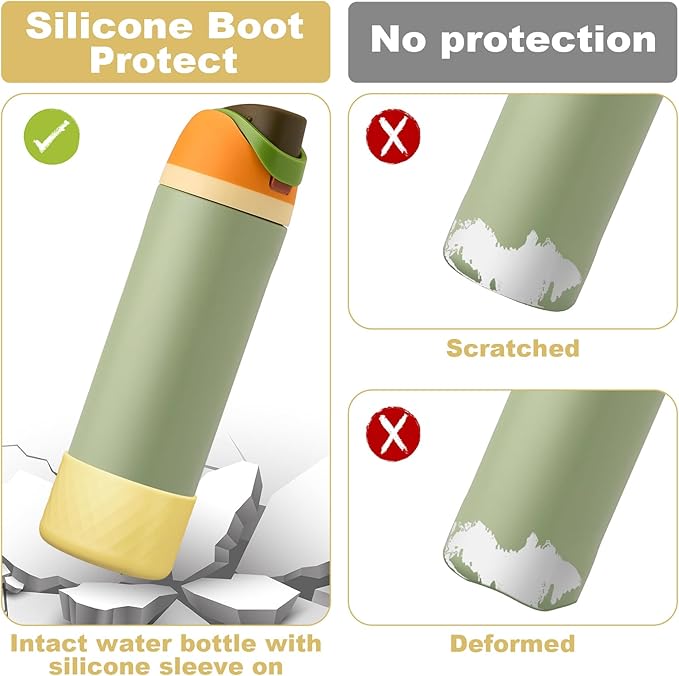 2PCS Silicone Water Bottle Boot for Owala 24oz 32oz 40oz, Anti-Slip Protective Sleeve Bottom Bumper Protector for FreeSip, Twist, and Flip Stainless Steel Water Bottles Alwenid