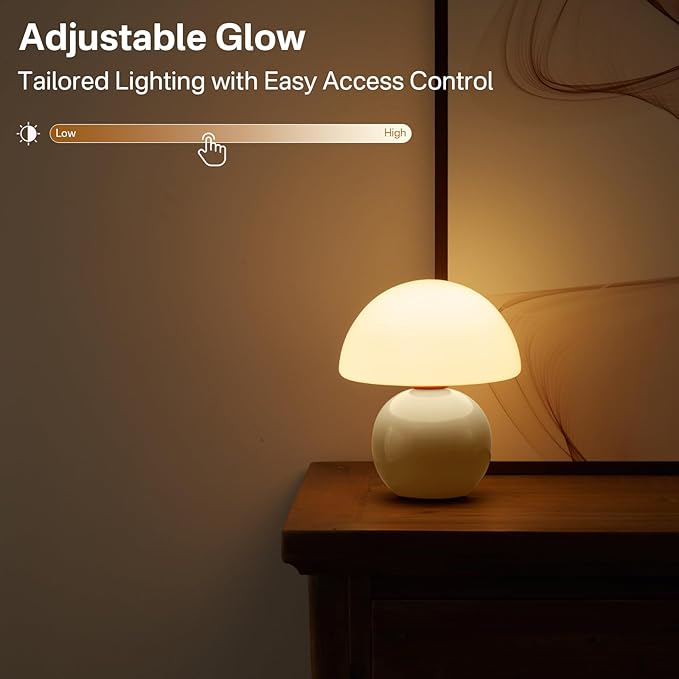 Mushroom Lamp Table Lamp for Bedroom,Desk Bedside Small Lamps for Living Room Night Stands,Mushroom Decor Cute Mini Modern Mid Century Lamps,Unique Aesthetic Home Living Room Decor (Cream) - Bloomnest