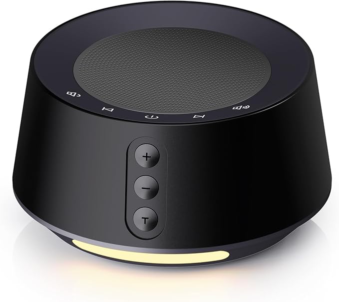 BGOVERSS White Noise Sound Machine with 20 Soothing Sounds, 10 Colors Night Light Sleep Machines Home Office Travel, 5 Timers and Memory Feature Sound Machine for Nursery Baby Kids Adults (Black) - Bloomnest