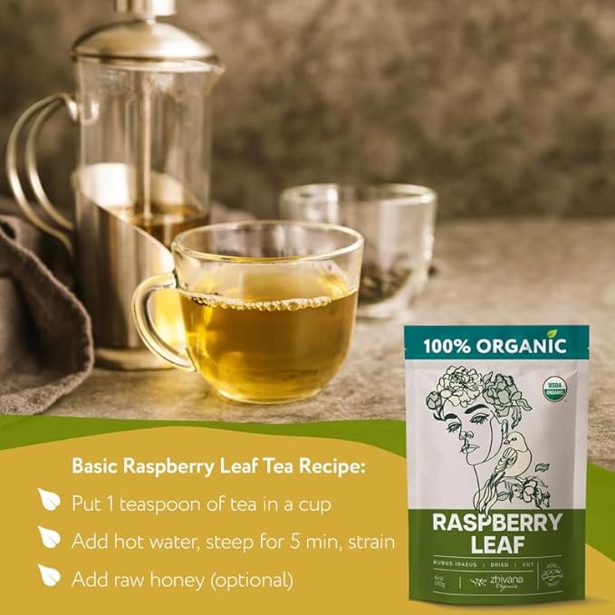 Red Raspberry Leaf Tea Organic – Loose Raspberry Leaves for PMS Symptom Relief, Healthy Women's Cycle, and Reproductive Health – 2 Ounces - Bloomnest