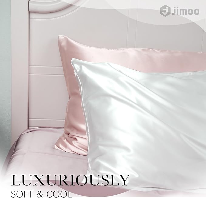 100% Mulberry Silk Pillowcase for Hair and Skin, 22 Momme Pure Natural Silk Pillow Case Both Sided with Zipper, Pillow Cover for Women Mom Men (Light Pink, King 20''×36'', 1 Pack) - Bloomnest