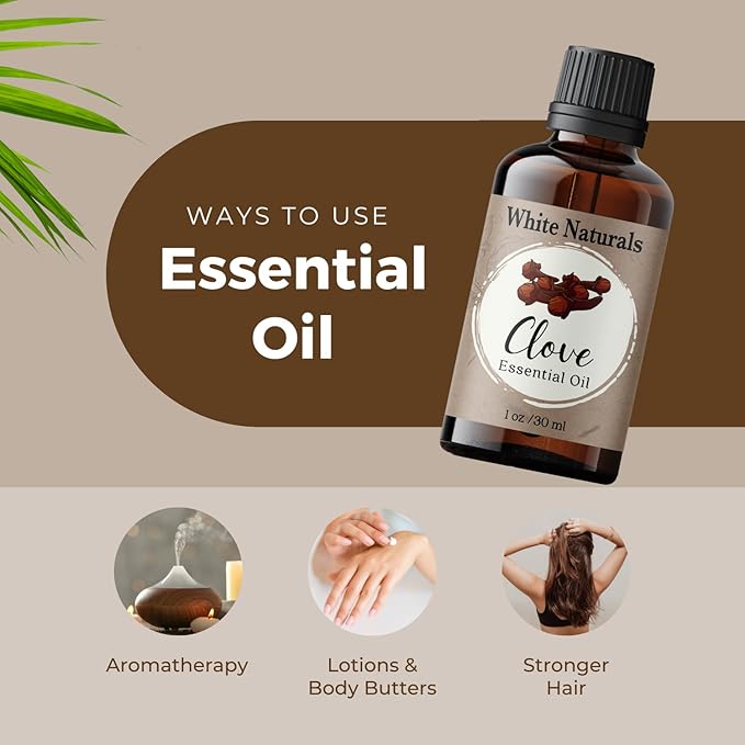 Organic Clove Essential Oil - 100% Pure & Natural, Therapeutic Grade, Undiluted, Premium Quality Aromatherapy Oil for Diffuser, Hair, Skin, Gums & Oral Discomfort and Teeth with Premium Glass Dropper - Bloomnest