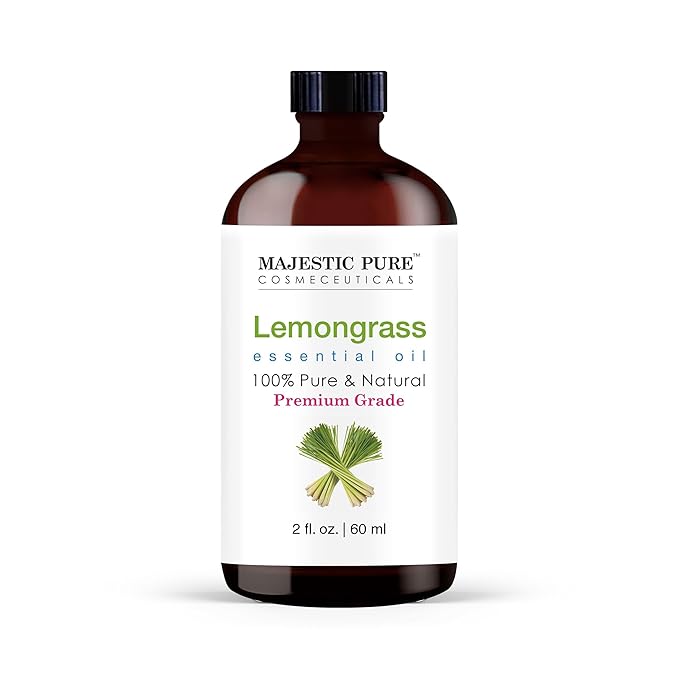 Majestic Pure Lemongrass Essential Oil with Glass Dropper - 2 Fl Oz - 100% Pure and Natural Lemongrass Oil - Premium Grade Essential Oils for Diffuser, Aromatherapy, Soap and Candle Making - Bloomnest