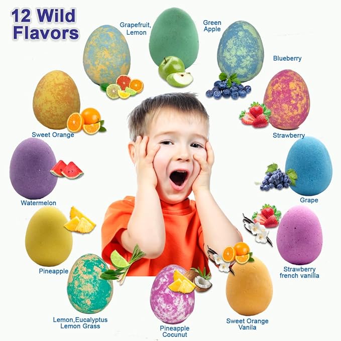 Bath Bombs for Kids with Surprise Inside- 12 pk Kids Bath Bombs with Jungle Toys, Organic, Natural, Skin-Moisturizing Bubble BathBombs. Stocking Stuffers Christmas Gifts for Boys, Girls, Toddlers - Bloomnest