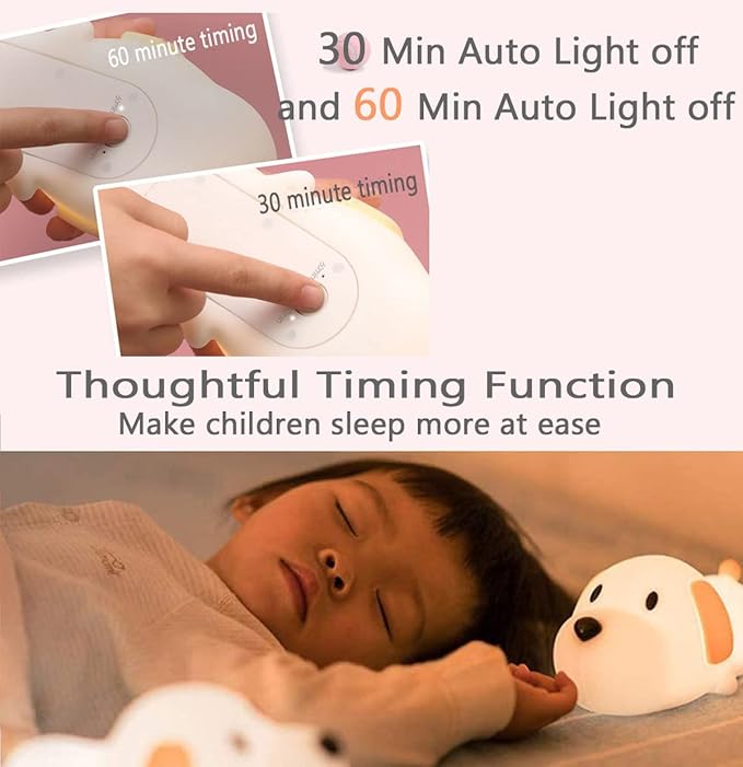 HAPPYBAG Kids Night Light,Cute Soft Silicone Dog Lamp Dimmable Nursery Portable Puppy Kawaii Lamps,Bedside Lamp for Baby and Toddler,Boy Girls - Bloomnest