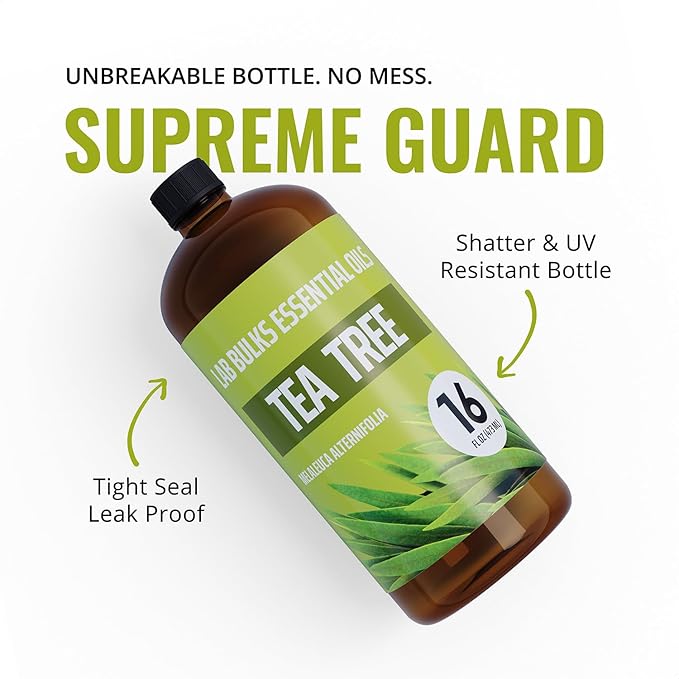 Lab Bulks Essential Oil Tea Tree Essential Oil 16 oz Big Bottle for Diffuser, Face, Hair, Aromatherapy, and Tea Tree Spray (473 ml) - Bloomnest