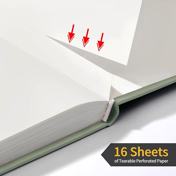 Annecy Blank Journal Notebook, Medium 5.5x 8.25, 160 Pages 100GSM Writing Paper, A5 Grey Green Faux Leather Cover with Pen Loop - Bloomnest