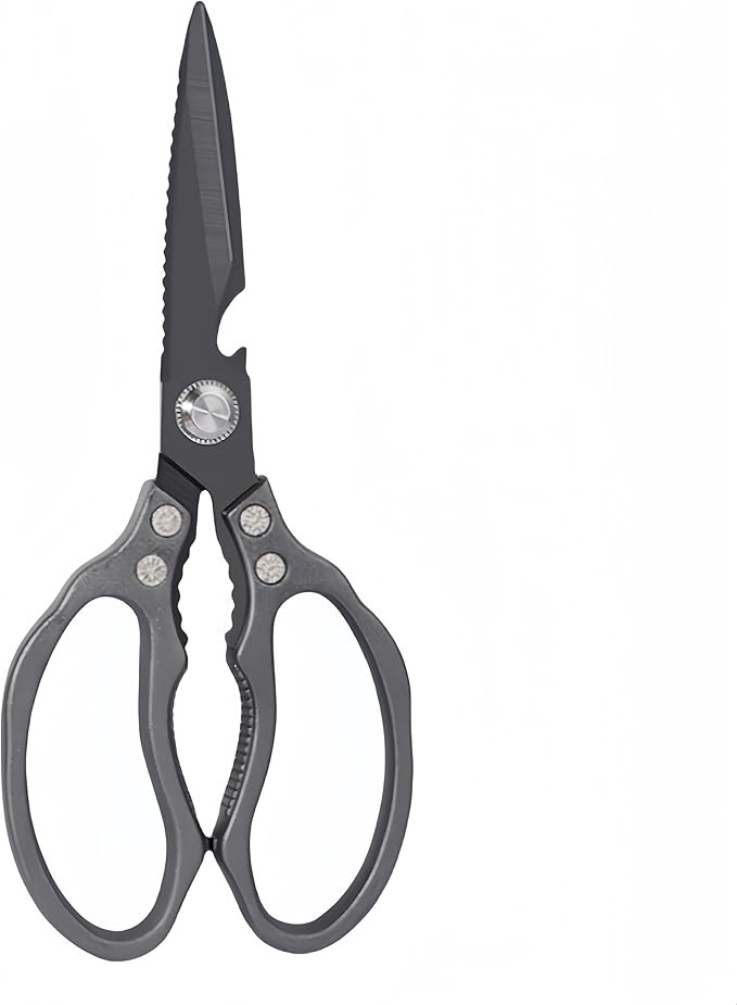 AWinjoy Heavy Duty Sharp Kitchen Scissors - Dishwasher Safe Black Cooking Shears for Meat, Chicken, Fish, Poultry, Herb, Bread (All Black) - Bloomnest