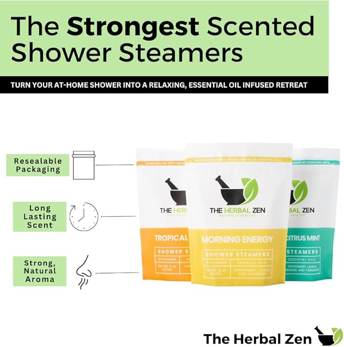 Bulk Shower Steamers with Essential Oils Combo Set by The Herbal Zen (3 Packs of 10 Tablets, Value Set), Bulk Shower Bombs, Relaxation Gift for Women and Men, Birthday Gifts, Mothers Day Gift - Bloomnest