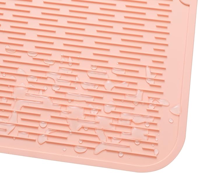 Silicone Dish Drying Mat for Multiple Usage,Easy clean,Eco-friendly,Heat-resistant Silicone Mat for Kitchen Counter or Sink,Refrigerator or Drawer Liner Pink 4XL 32 inches x 18 inches - Bloomnest