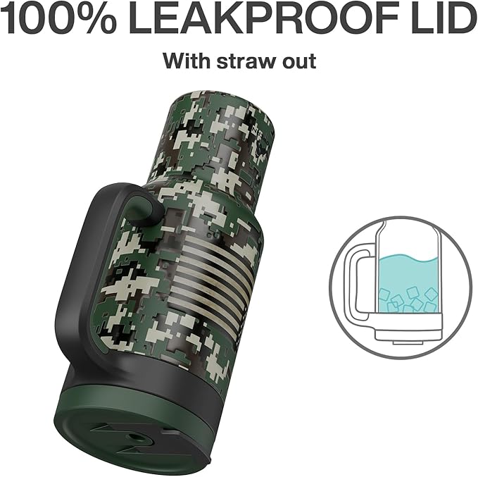 40 oz Camo Tumbler with Handle, 2-in-1 Straw and Sip Lid, Leakproof, Dishwasher Safe, Insulated Stainless Steel Travel Coffee Mug, Keeps Cold for 34 Hours, Fits in Car Cupholder (Woodland Flag) - Bloomnest