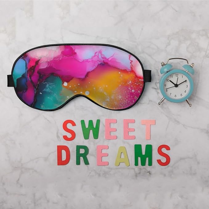Abstract Marble Silk Eye Mask Sleep Mask Fluid Colorful Painting Artwork Texture Eye Mask with Adjustable Strap Lightweight for Women Work Travel Night Sleep - Bloomnest