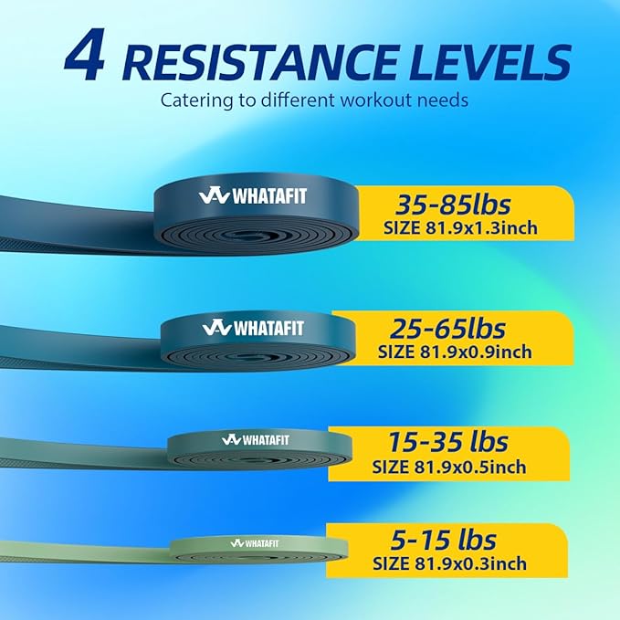 WHATAFIT Resistance Bands, Pull Up Assistance Bands, Exercise Bands, Workout Bands Set for Men and Women Home Fitness, Body Stretching, Strength Training, Physical Therapy - Bloomnest