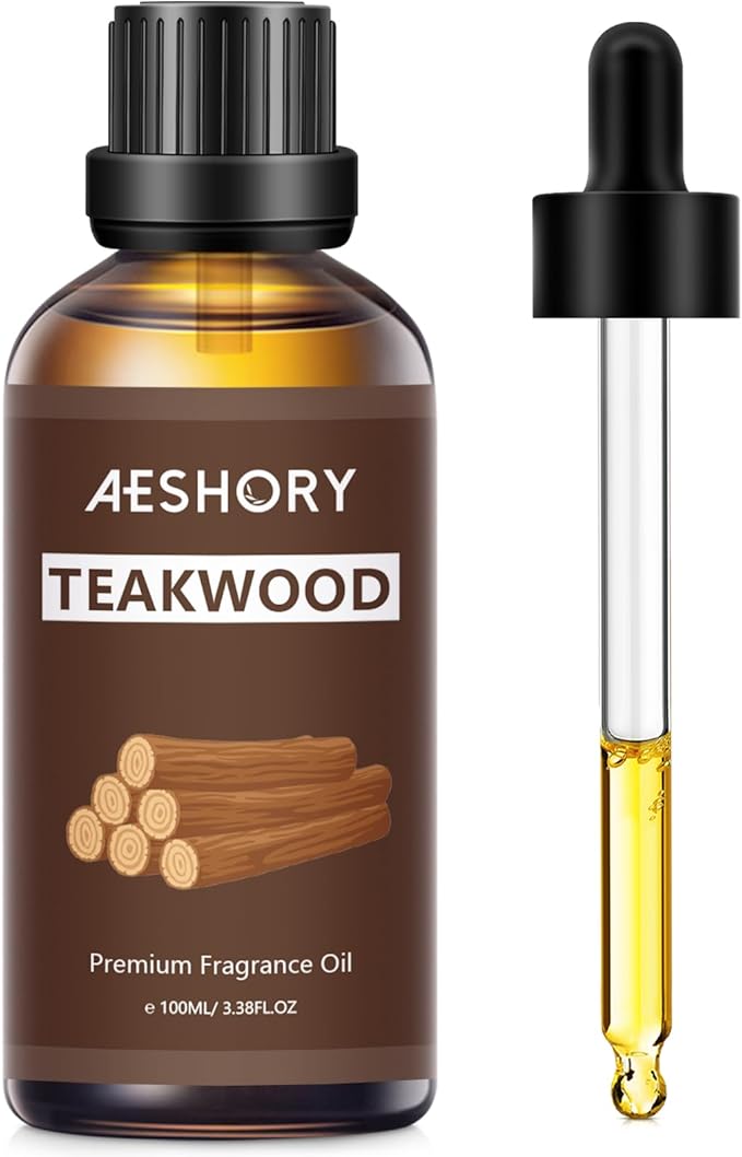 Teakwood Fragrance Oil 3.38FL.OZ - Aromatherapy Essential Oils for Diffusers for Home, Teakwood Scented Oils for Massage, Soap Candle Making Scents - 100ML - Bloomnest