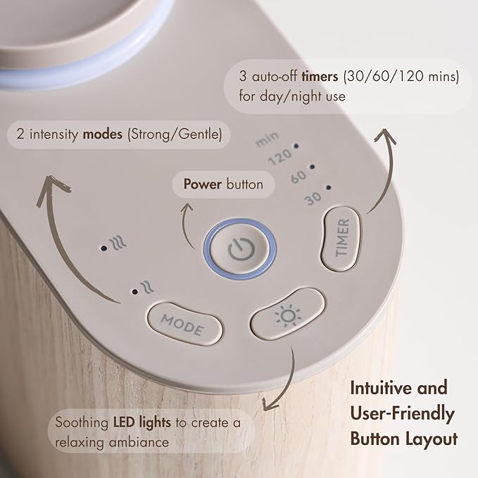 ZMARKRAFT® Waterless Essential Oil Diffuser w Solid Wood Cover 3 Timers 2 Mist Modes, Auto-Off Quiet Dual Fluid Aroma Diffuser, Portable Waterless Scent Diffuser w Lights, Room Decor Aromatherapy Gift - Bloomnest