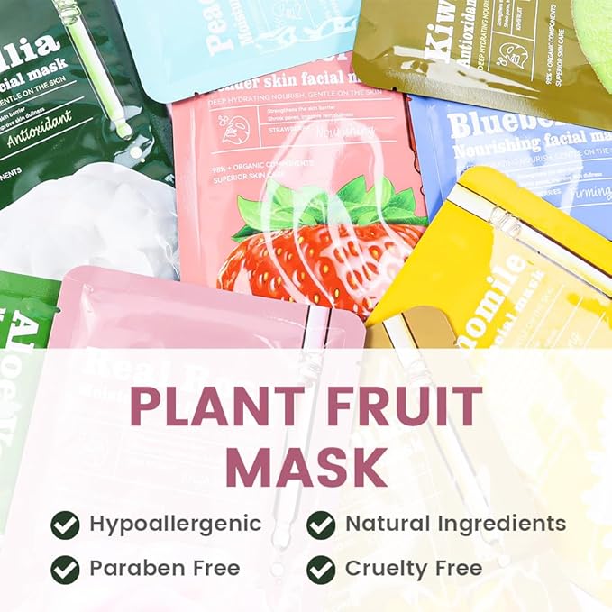 8 Pack Rose Face Mask,Pink Face Masks Skincare Spa Day Kit Supplies,Spa Party Favors for Women,Sheet Facial Mask Skincare Gifts Set,Moisturize Soothe for All Skin Types - Bloomnest