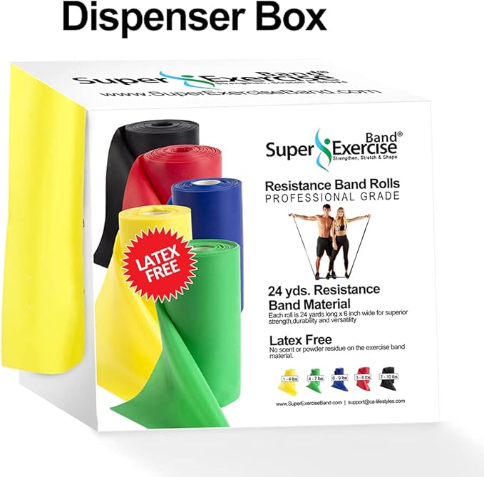 Resistance Band for Working Out - 8,16,24 Yard Resistance Bands Bulk Rolls - 10 Strengths in Light Medium and Heavy Exercise Bands - Latex Free Workout Bands Including iPhone App and e-Book - Bloomnest