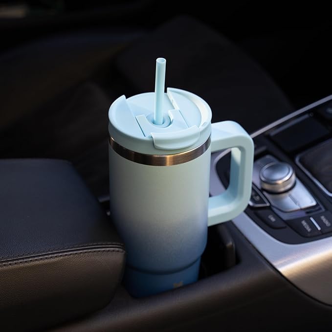 BJPKPK Tumbler With Handle 30 oz Stainless Steel Insulated Tumbler With Lid And Straw For Water Or Ice Coffee,Sky