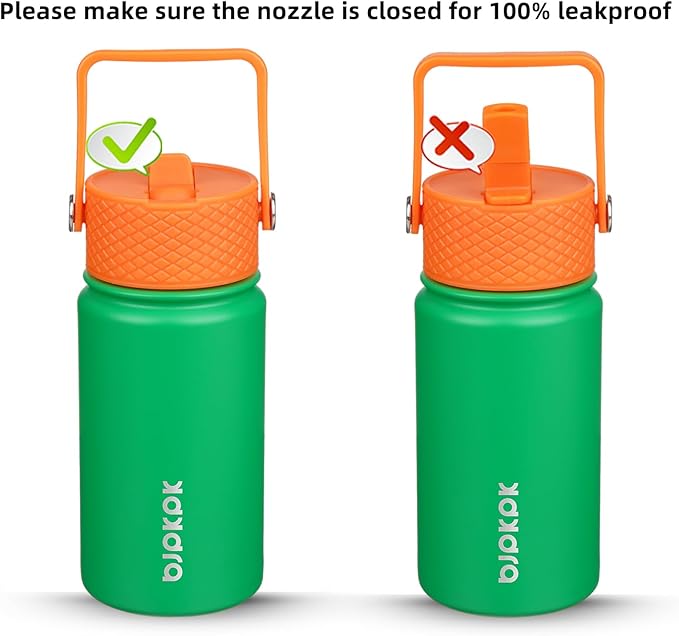 BJPKPK Insulated Water Bottle with Straw Lid, 15 oz Stainless Steel Metal Water Bottles, Reusable Leak Proof BPA Free Thermo, Flask, Cups - Macaron Matcha - Bloomnest
