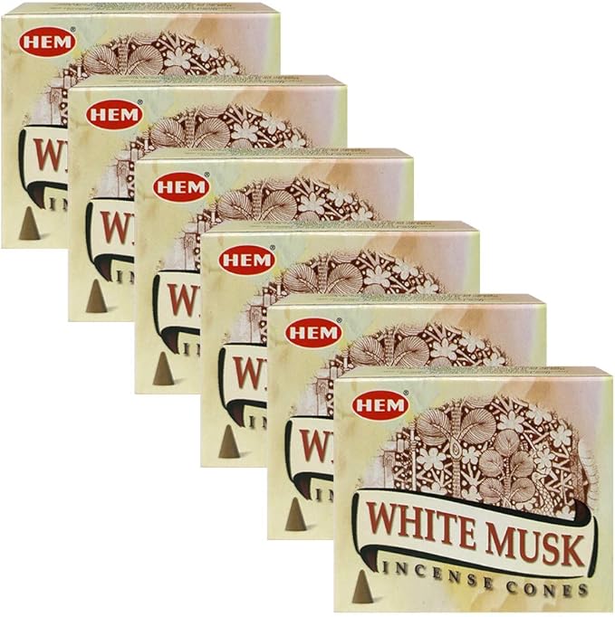 TRUMIRI Incense Cone Holder Bundle with Hem White Musk Incense Cones - Pack of 6 (Approx 60 Cones) TRUMIRI