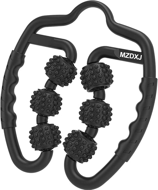 Cellulite Massage Tool Muscle Roller - Deep Fascia Massager & Dimpled Skin Remover for Legs, Thighs & Buttocks - Anti-Cellulite Roller, Smooth Skin, Pain Relief（Black - 6 Wheel） - Bloomnest