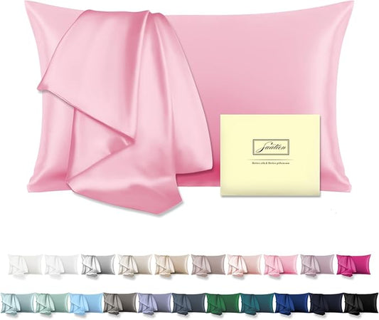 Mulberry Silk Pillowcase for Hair and Skin Pillow Case with Hidden Zipper Soft Breathable Smooth Cooling Silk Pillow Covers for Sleeping (Pink, King,1Pcs) - Bloomnest