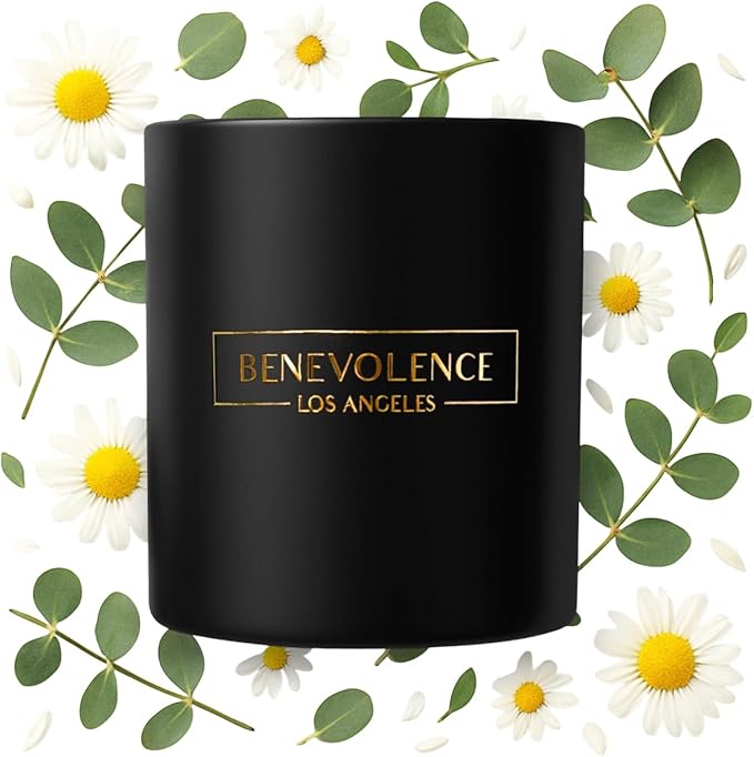 Benevolence LA Eucalyptus & Chamomile Christmas Scented Candles | Soy Candles, Black Candle for Home | Holiday Candle Gifts for Women and Men | Home Fragrance | Aromatherapy | 8oz, 45 Hour Burn - Bloomnest