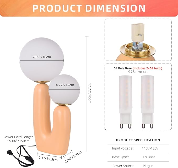 Arturesthome Nightstand Desk Lamp, Creative Nordic Living Room Bedside Bedroom Table Lamp with Led Bulbs, Beige - Bloomnest