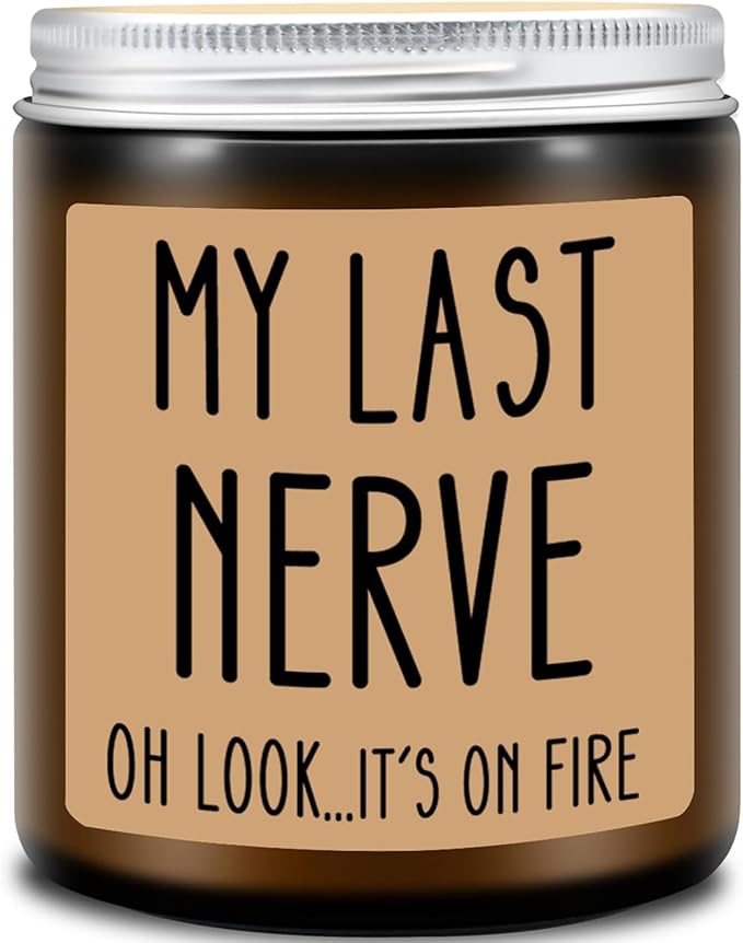 Homsolver Gifts for Women, Funny Friendship Gift for Best Friend - My Last Nerve Lavender Candle - Birthday Christmas Unique White Elephant Stocking Stuffers Gifts for Adults, Women, Her, BFF, Sister - Bloomnest