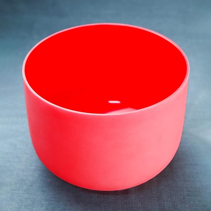 KVKA 432 Hz 8 Inch C Note Crystal Singing Bowl Root Chakra Red Color with Carrying Case - Bloomnest
