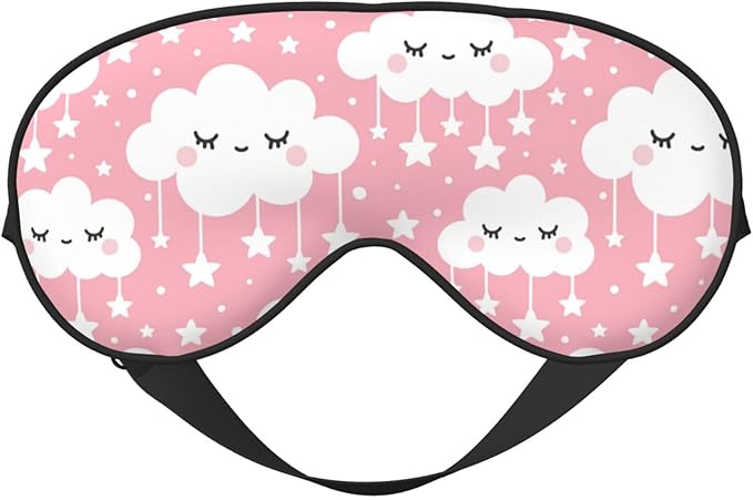 Sleep Eye Mask Girly Clouds and Stars Sleep Mask for Women Men Comfortable Eye Mask with Adjustable Strap Soft Eye Cover Blindfold for Travel Yoga Nap Shift Work - Bloomnest