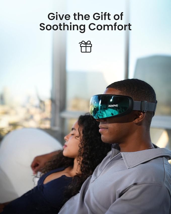 RENPHO Eyeris Caligo Eye Massager with Mist & Temple Massage, Christmas Birthday Gifts for Women Men Mom Dad Her,FSA Eligible HSA Temple Massager for Migraines,Head Circumferences 21.7in to 27.5in - Bloomnest