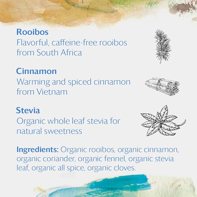 Grace Farms ROOIBOS CHAI Herbal Tea (16 Pyramid Sachets) | Healthy and Caffeine Free | Organic, Fair Trade and Kosher Certified | Gives Back 100% of Profits - Bloomnest