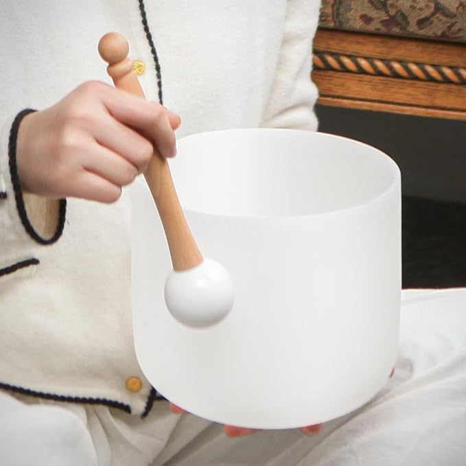 Hye-eun 8 Inch 432hz F Note Perfect Pitch Crystal Singing Bowl Heart Chakra for Healing With Heavy Duty Carrying Case for Sound Therapy Musical Vibration - Bloomnest