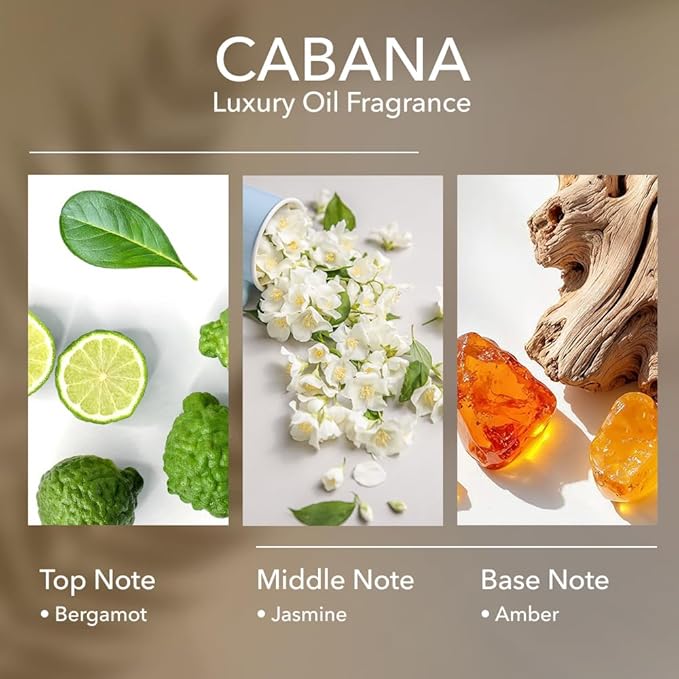 Cabana Diffuser Oil, 6.7 FL Oz, 200 mL Diffuser Fragrance Oil for Home, Spa & Office, Luxury Hotel Blend of Natural Essential Oil, Bergamot & Amber Scent. - Bloomnest