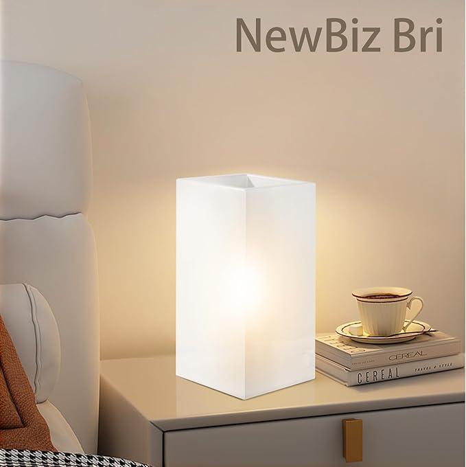 9 Inch Square Table Lamp with White Frosted Glass Shade Stylish Ball Light Lamp for Bedroom Living Room and Bookshelf Modern Design Perfect for Home Decor, Without Bulb - Bloomnest