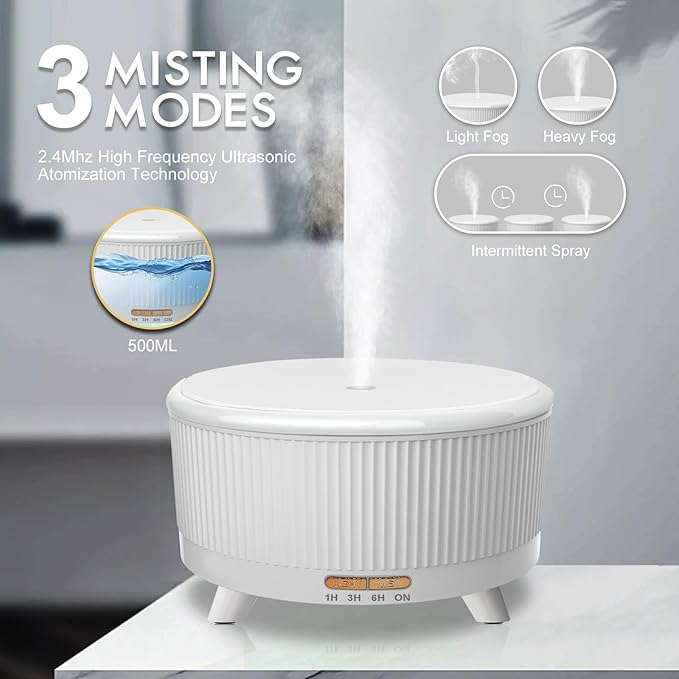 Diffusers for Essential Oils Large Room, 500ml Aromatherapy Diffuser Cool Mist Humidifier with Remote Control,7 Colors Lights & 3 Mist Mode Waterless Auto Off for Women Office Home W - Bloomnest
